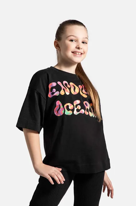 Detské bavlnené tričko Coccodrillo čierna farba