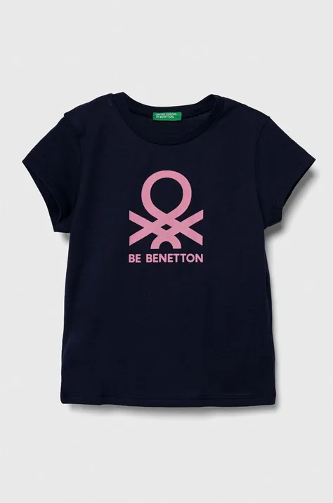 United Colors of Benetton tricou de bumbac pentru copii culoarea albastru marin