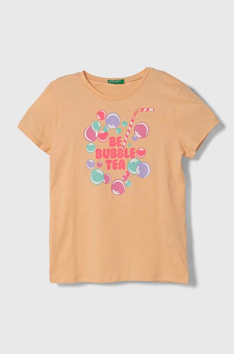 United Colors of Benetton t-shirt bawełniany dziecięcy kolor pomarańczowy