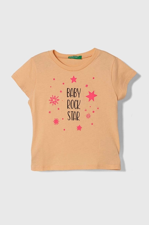 United Colors of Benetton t-shirt in cotone per bambini colore arancione