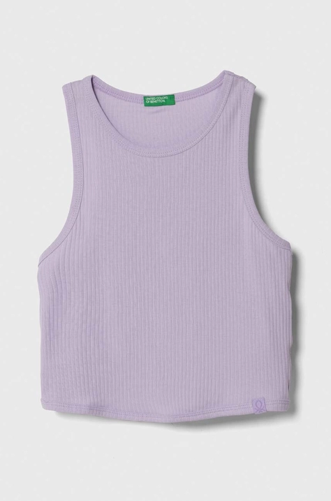 United Colors of Benetton top din bumbac pentru copii culoarea violet