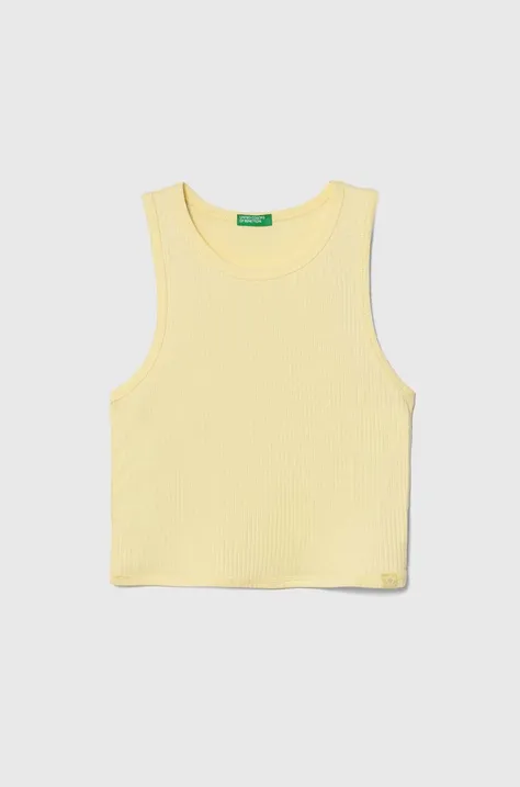 United Colors of Benetton top bawełniany dziecięcy kolor żółty