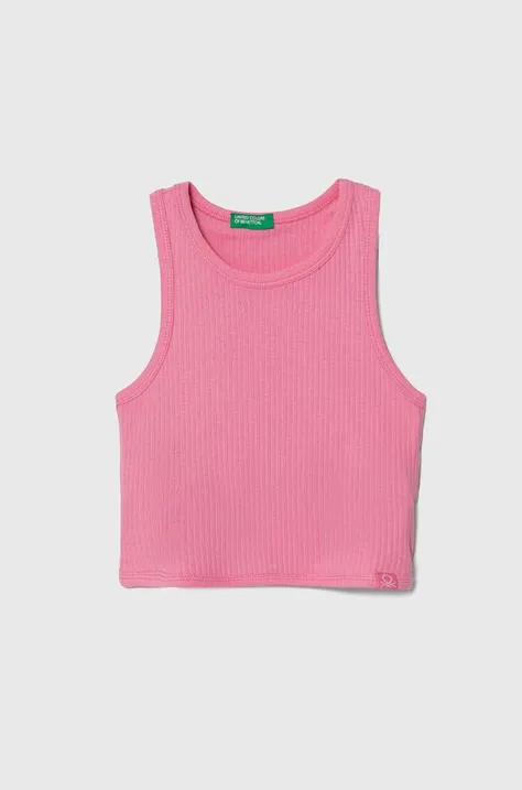 Dětský bavlněný top United Colors of Benetton růžová barva