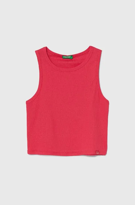 United Colors of Benetton top din bumbac pentru copii culoarea roz