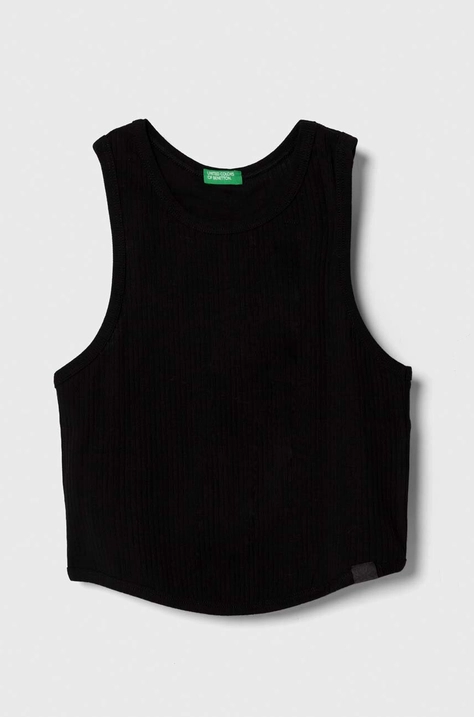 United Colors of Benetton top din bumbac pentru copii culoarea negru