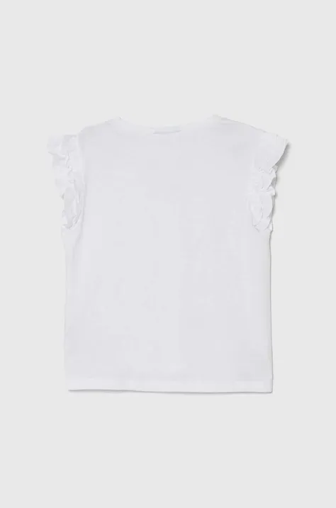United Colors of Benetton t-shirt z domieszką lnu kolor biały