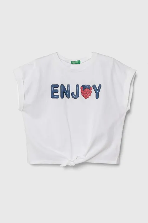 United Colors of Benetton t-shirt bawełniany dziecięcy kolor biały