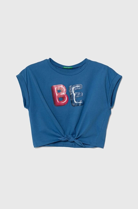 United Colors of Benetton t-shirt bawełniany dziecięcy kolor niebieski