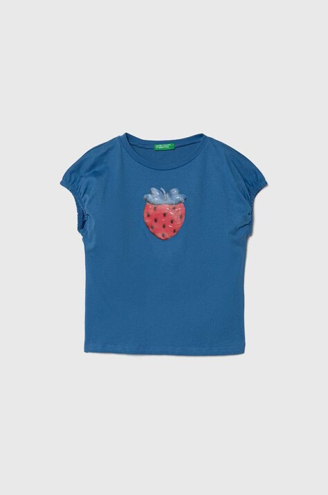 United Colors of Benetton t-shirt in cotone per bambini colore blu