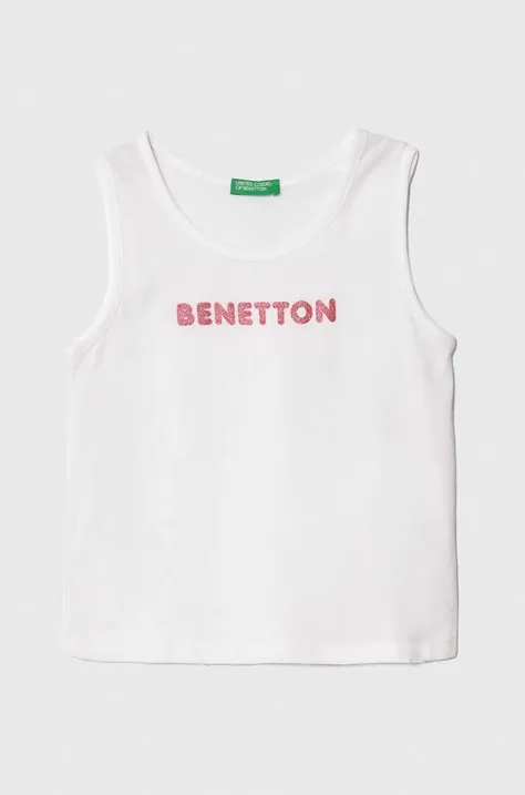Detský bavlnený top United Colors of Benetton biela farba