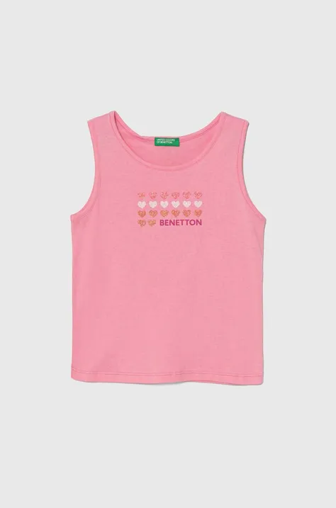 United Colors of Benetton top din bumbac pentru copii culoarea roz