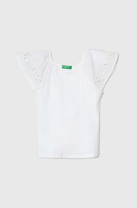 Otroška kratka majica United Colors of Benetton bela barva