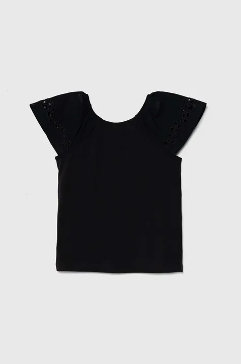 Otroška kratka majica United Colors of Benetton črna barva