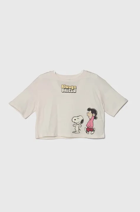 Детская хлопковая футболка United Colors of Benetton X Peanuts цвет бежевый
