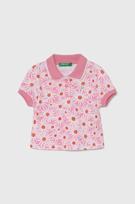 Детское поло United Colors of Benetton цвет розовый с воротником