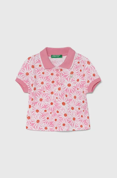 Dječja polo majica United Colors of Benetton boja: ružičasta, s ovratnikom