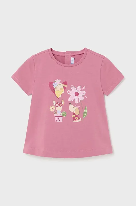 Mayoral t-shirt niemowlęcy kolor różowy