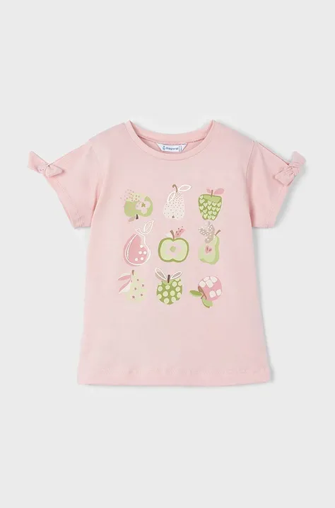 Παιδικό βαμβακερό μπλουζάκι Mayoral χρώμα: ροζ
