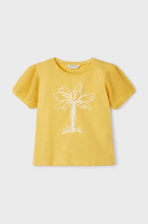 Детская хлопковая футболка Mayoral цвет жёлтый