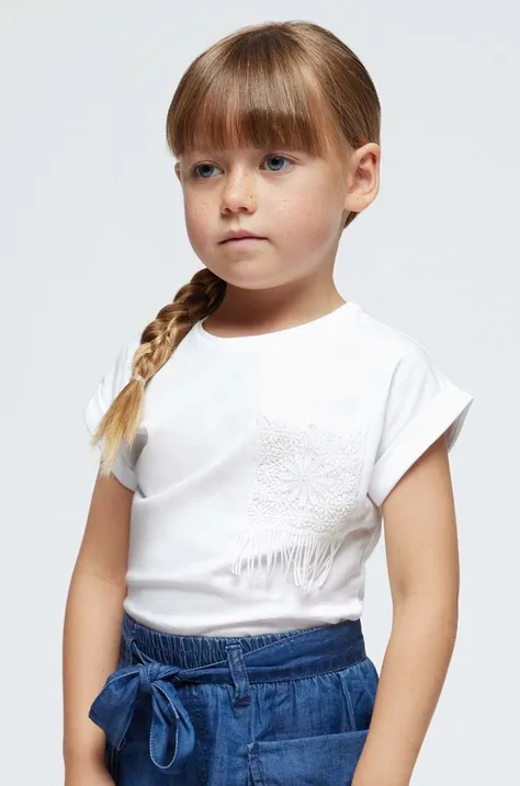Otroška kratka majica Mayoral bela barva