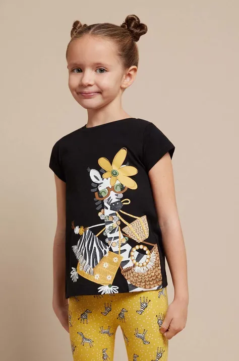 Παιδικό βαμβακερό μπλουζάκι Mayoral χρώμα: μαύρο