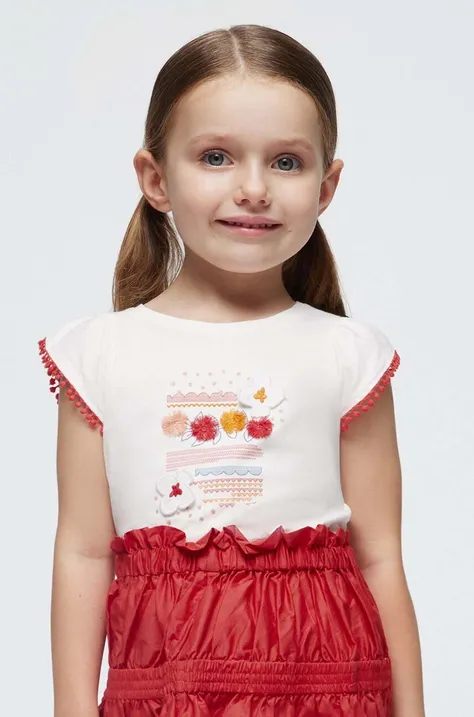 Detské bavlnené tričko Mayoral červená farba