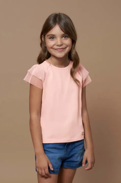 Дитяча бавовняна футболка Mayoral колір рожевий