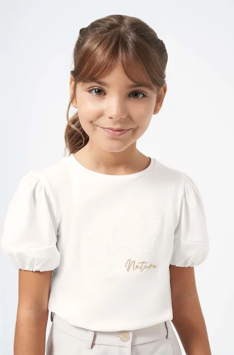 Παιδικό μπλουζάκι Mayoral χρώμα: μπεζ