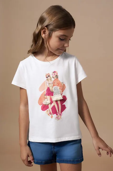 Детская хлопковая футболка Mayoral цвет бежевый
