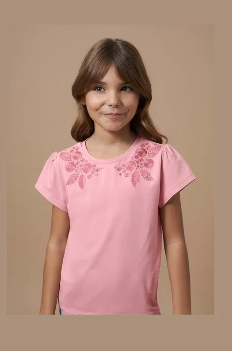 Dětské tričko Mayoral růžová barva