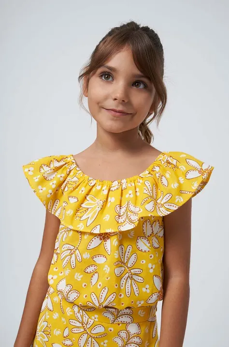 Детская блузка Mayoral колір жовтий оголоне плече