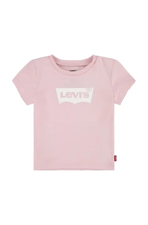Παιδικό μπλουζάκι Levi's χρώμα: ροζ