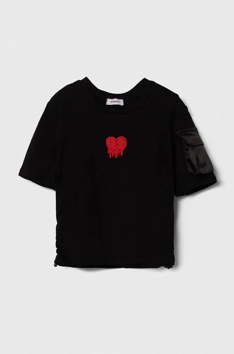 Παιδικό μπλουζάκι Pinko Up χρώμα: μαύρο