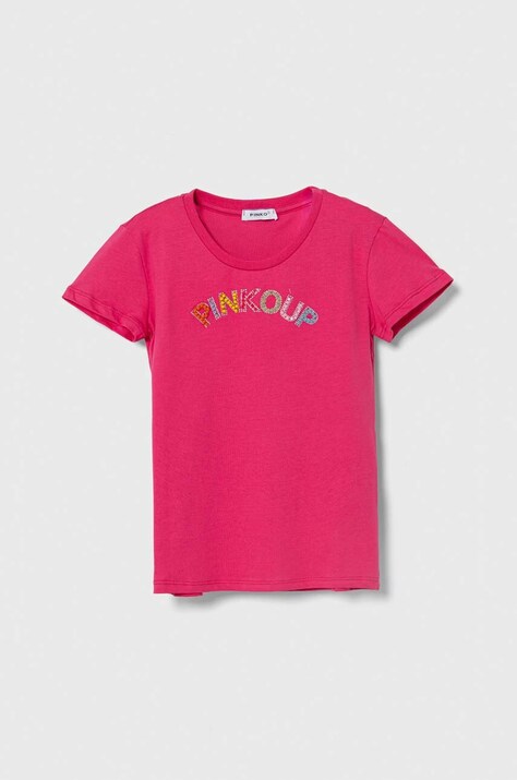 Pinko Up tricou de bumbac pentru copii culoarea roz