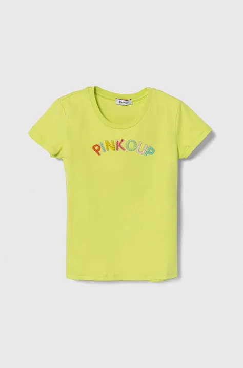 Παιδικό βαμβακερό μπλουζάκι Pinko Up χρώμα: πράσινο
