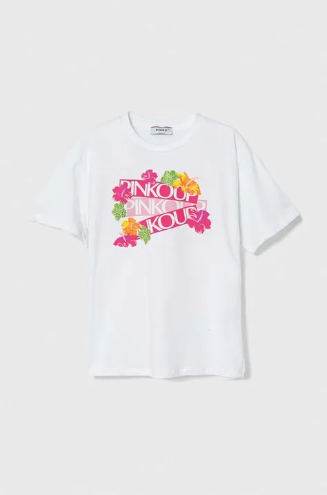 Παιδικό βαμβακερό μπλουζάκι Pinko Up χρώμα: άσπρο