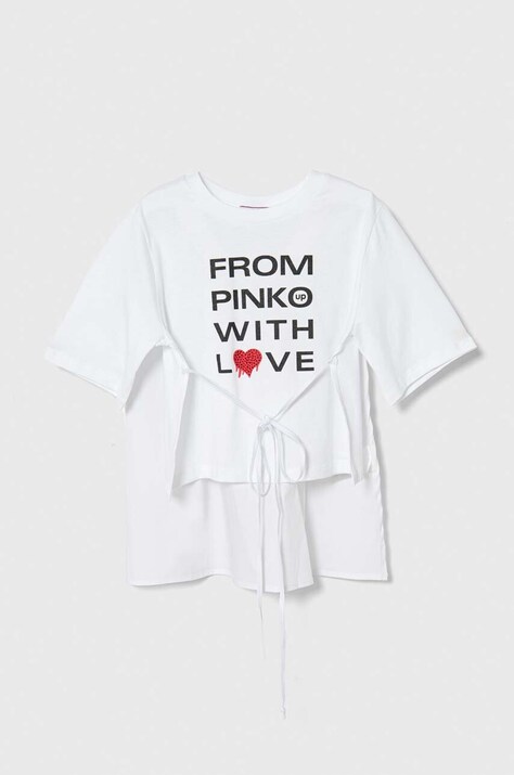 Pinko Up tricou copii culoarea alb