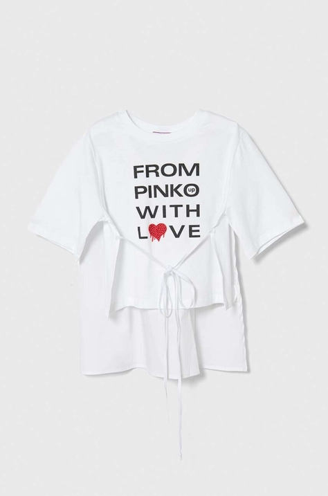 Pinko Up tricou copii culoarea alb