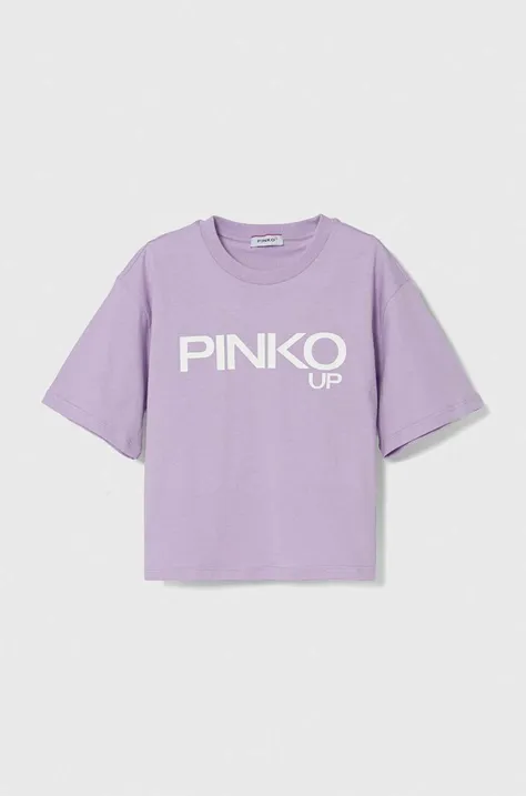 Παιδικό βαμβακερό μπλουζάκι Pinko Up χρώμα: μοβ