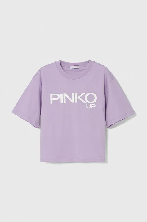 Pinko Up t-shirt bawełniany dziecięcy kolor fioletowy