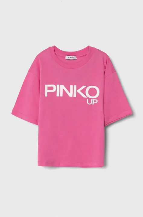 Παιδικό βαμβακερό μπλουζάκι Pinko Up χρώμα: ροζ