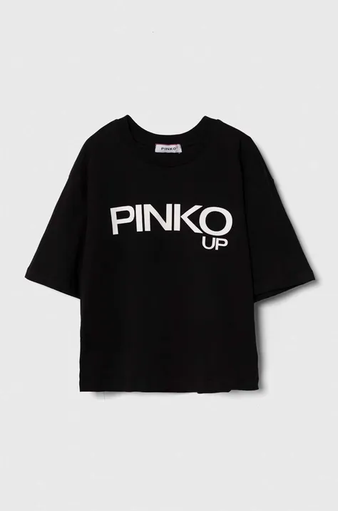 Παιδικό βαμβακερό μπλουζάκι Pinko Up χρώμα: μαύρο
