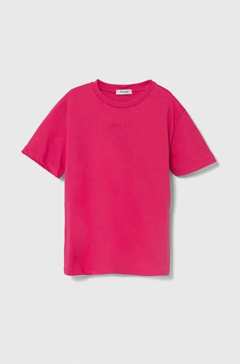Bombažna kratka majica Pinko Up roza barva