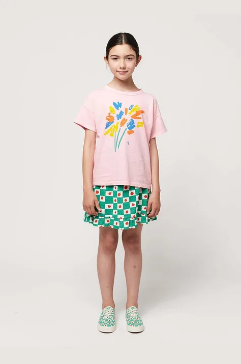 Παιδικό βαμβακερό μπλουζάκι Bobo Choses χρώμα: ροζ