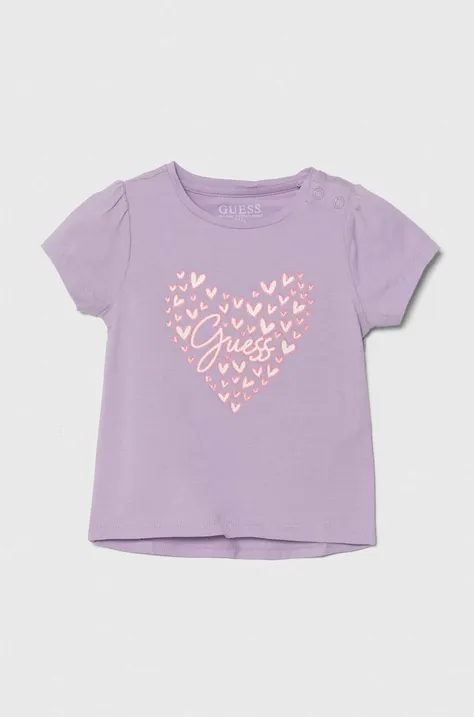 Majica kratkih rukava za bebe Guess boja: ljubičasta