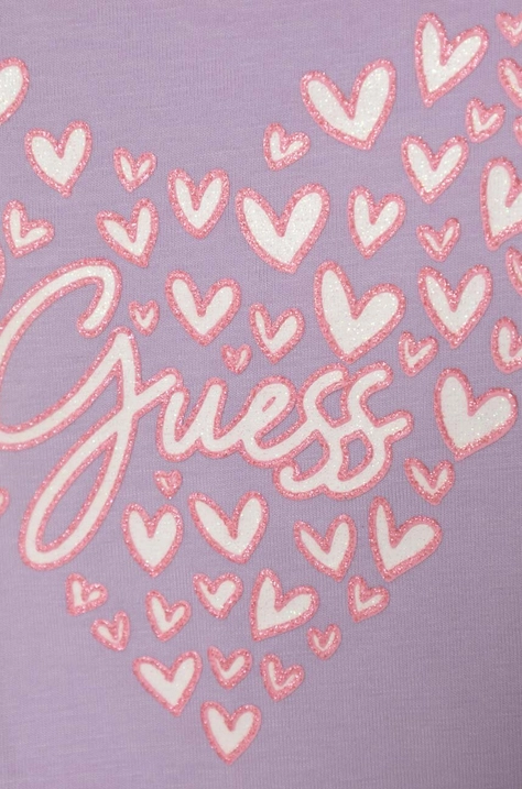 Guess t-shirt niemowlęcy kolor fioletowy