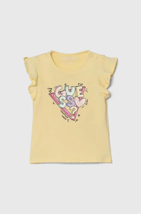 Kratka majica za dojenčka Guess rumena barva