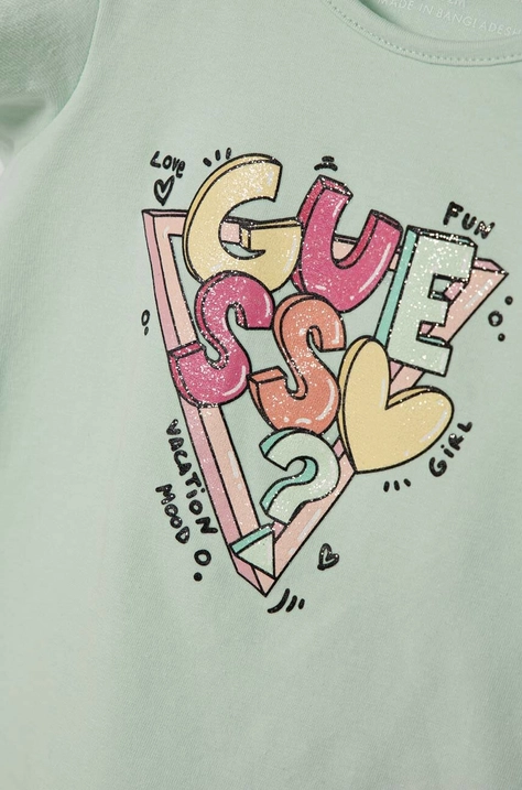 Guess t-shirt niemowlęcy kolor zielony