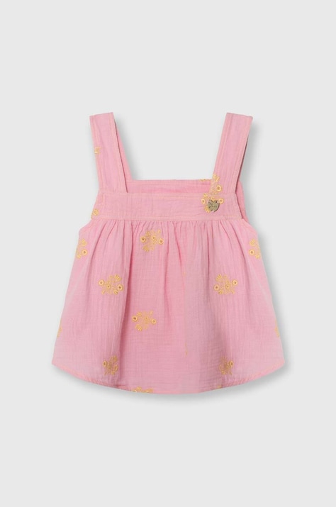 Guess bluza de bumbac pentru copii culoarea roz, modelator