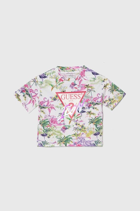 Guess t-shirt dziecięcy kolor zielony